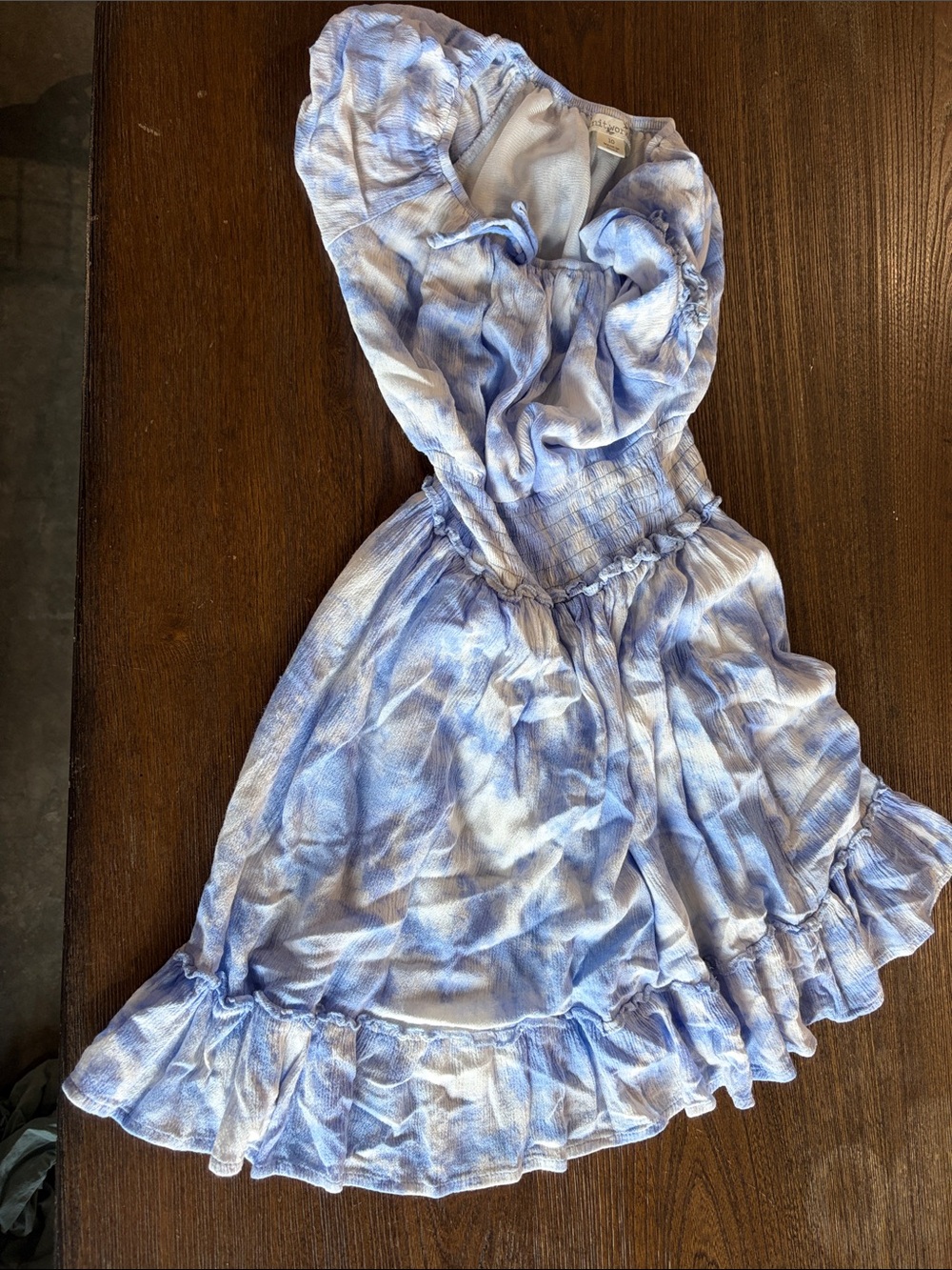 Knitworks Light Blue Tie-Dye Ruffle Dress